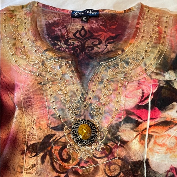 Bleu Velvet Women's Multicolor Floral Blouse - Picture 9 of 10